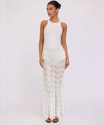 Spitzen Rock Elvara Weiß Ladypolitan ♡
