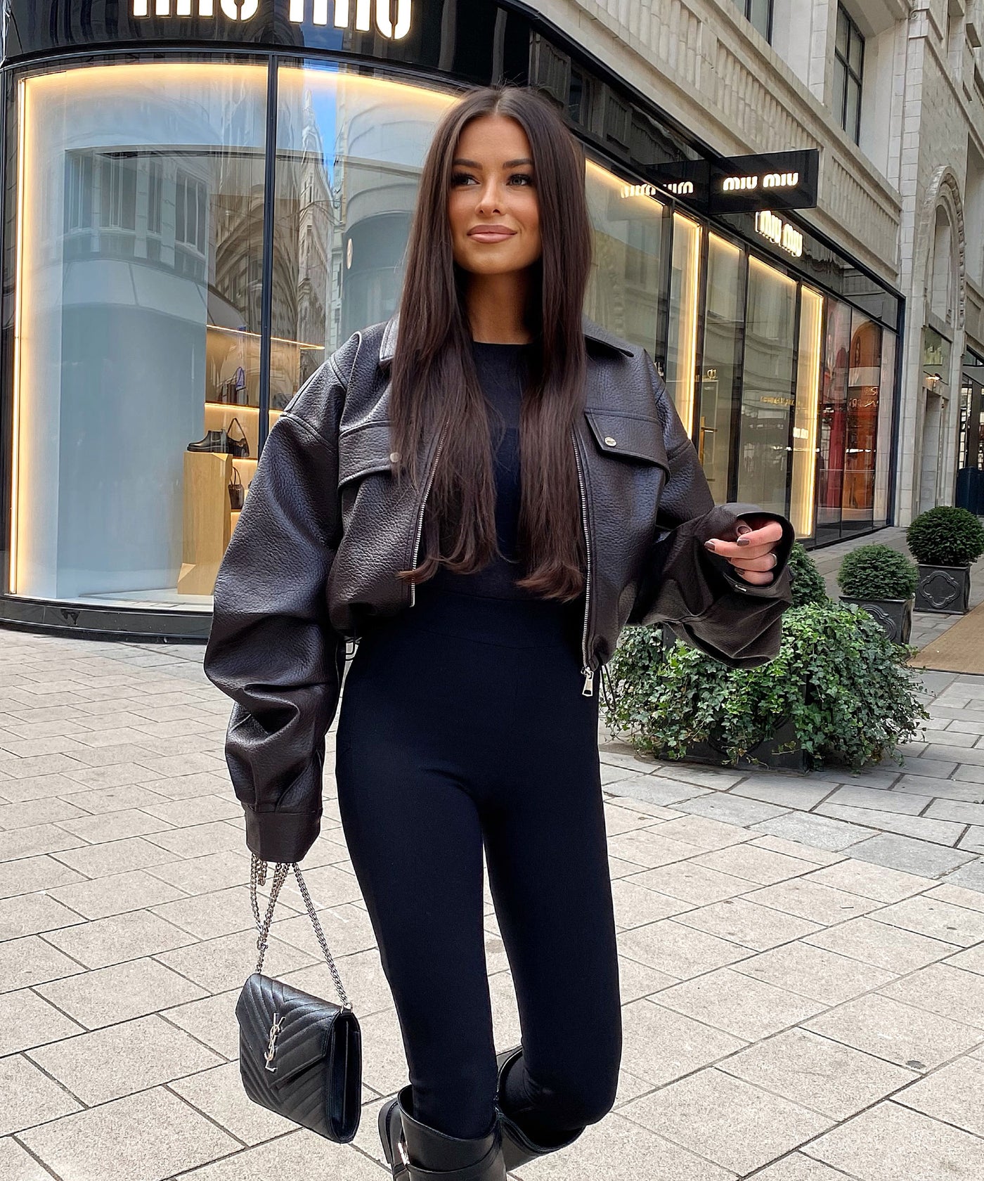 Oversize Lederjacke Hana Braun Ladypolitan ♡