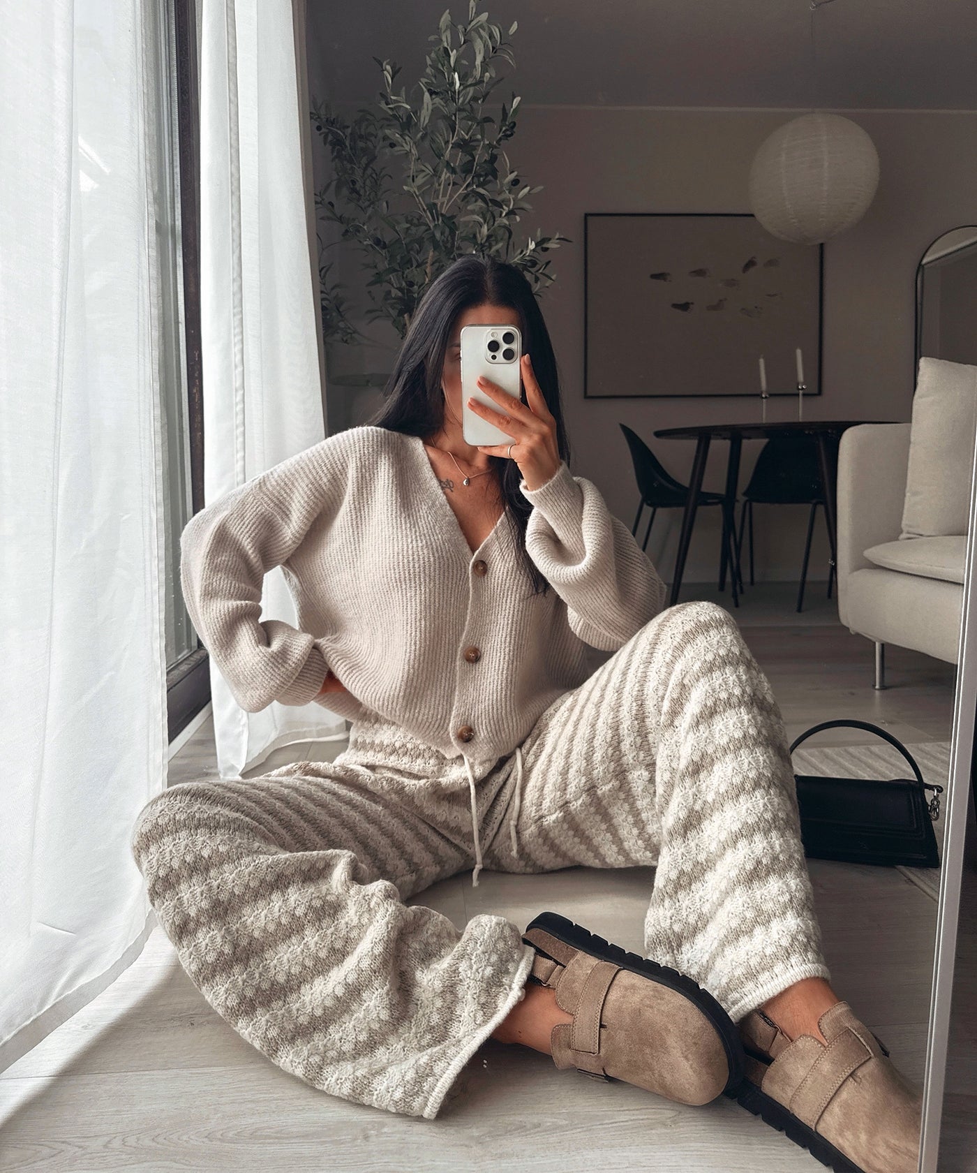 Strickhose Lilya Streifen Taupe Ladypolitan ♡