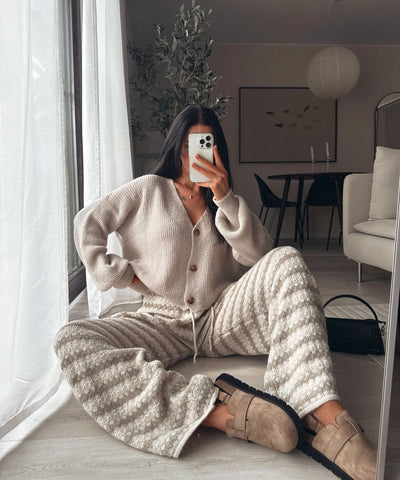 Strickhose Lilya Streifen Taupe Ladypolitan ♡