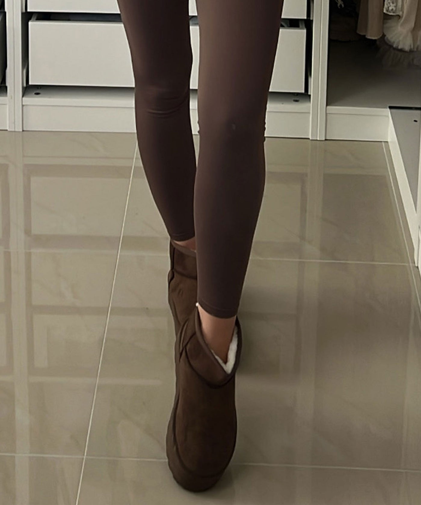 Lined platform boots dark brown