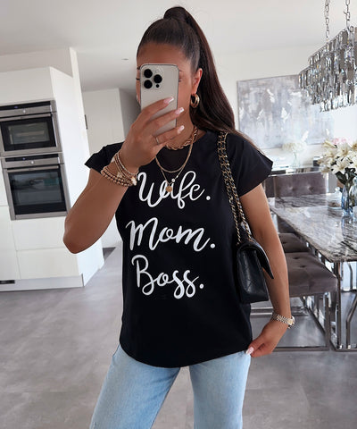 T-Shirt Wife Schwarz  Ladypolitan - Fashion Onlineshop für Damen   