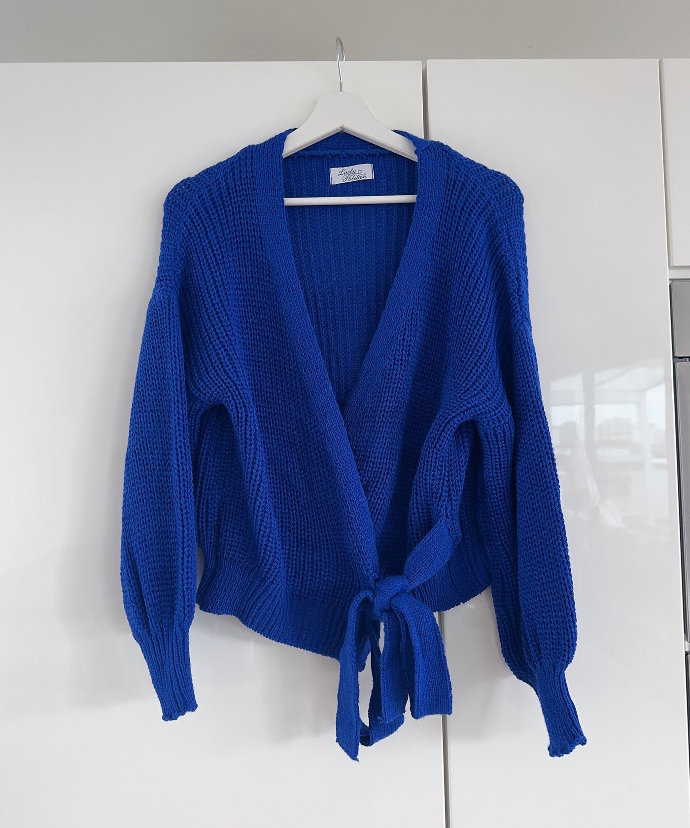Wrap sweater royal blue