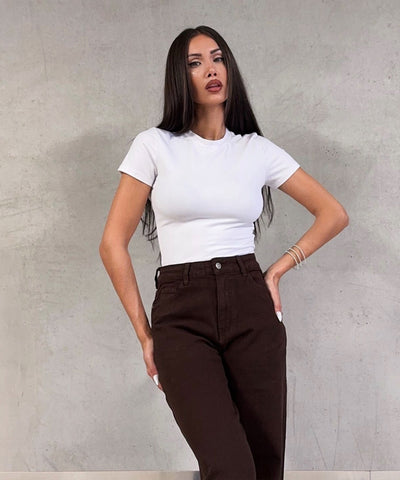 Wide Leg Stretch Jeans Zasu Dunkelbraun Ladypolitan ♡