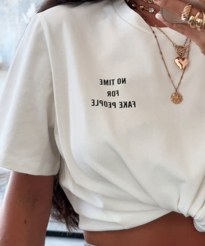 Print T-Shirt Fake People Weiß Ladypolitan ♡