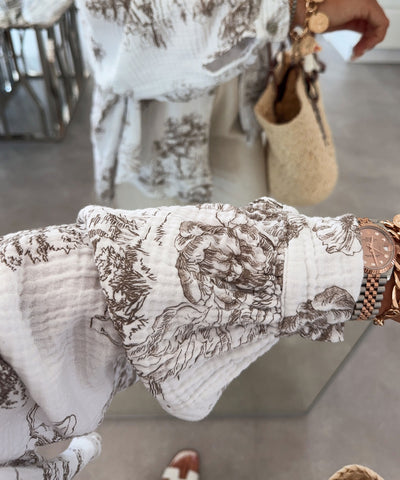 Oversize Musselin Bluse Flower Beige Ladypolitan ♡