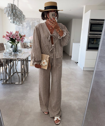 Bluse Streifen Emalia Taupe Ladypolitan ♡