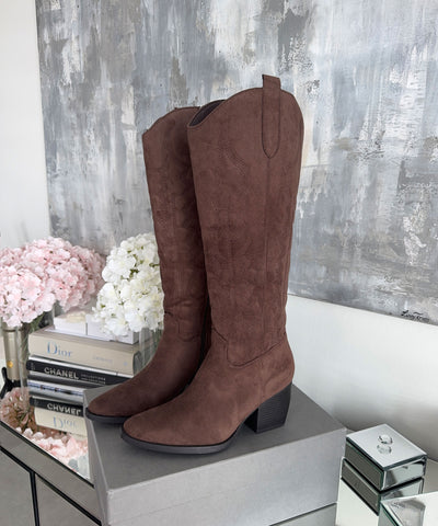 Cowboy Stiefel Selenay Dunkelbraun Hoch Ladypolitan ♡