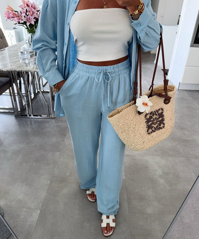 Leinenhose Nell Hellblau Ladypolitan ♡