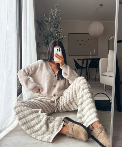 Strickhose Lilya Streifen Taupe Ladypolitan ♡
