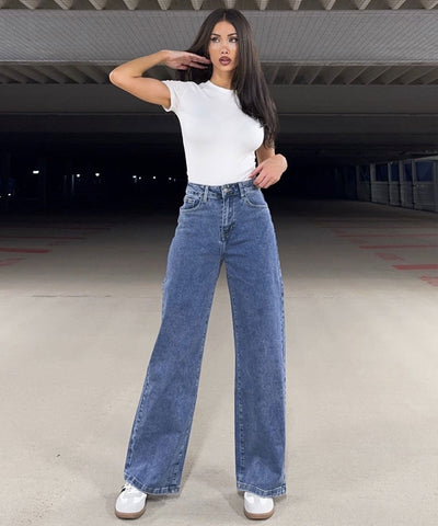Stretch Straight Leg Jeans Swea Blau Ladypolitan ♡