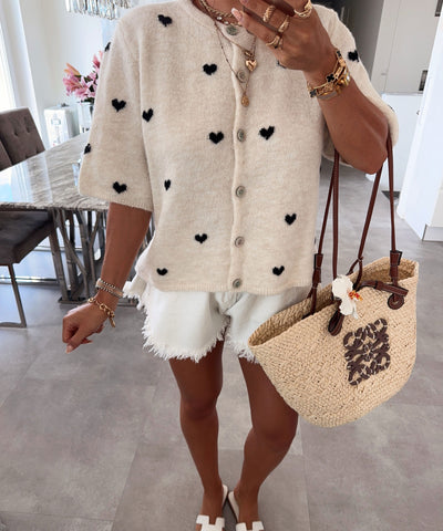 Cardigan Lene mit Herzen Schwarz Ladypolitan ♡