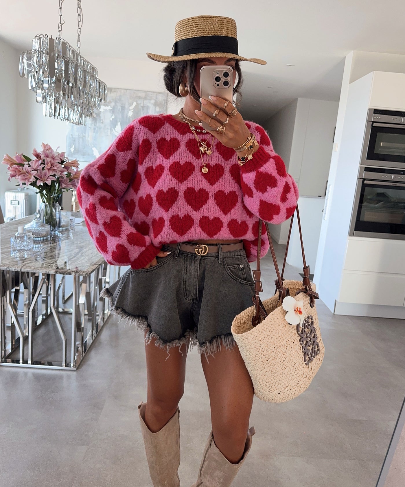 Pullover Mona Herzen Rot
