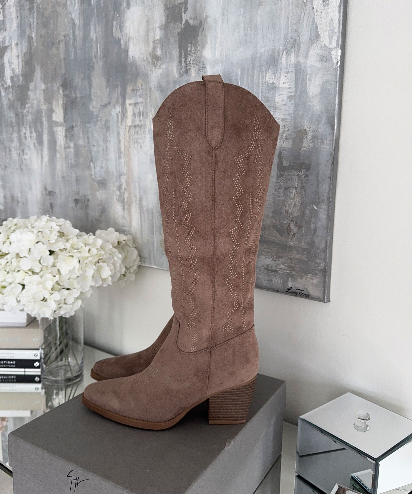 Cowboy Stiefel Selenay Taupe Hoch Ladypolitan ♡