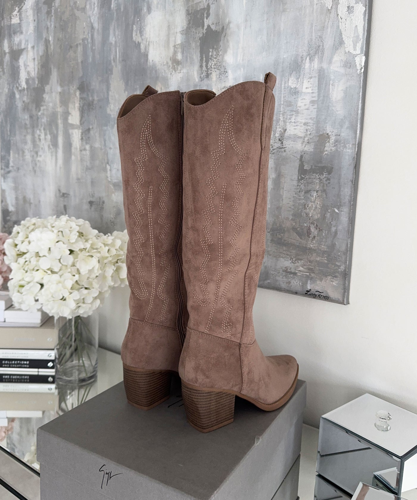 Cowboy Stiefel Selenay Taupe Hoch Ladypolitan ♡