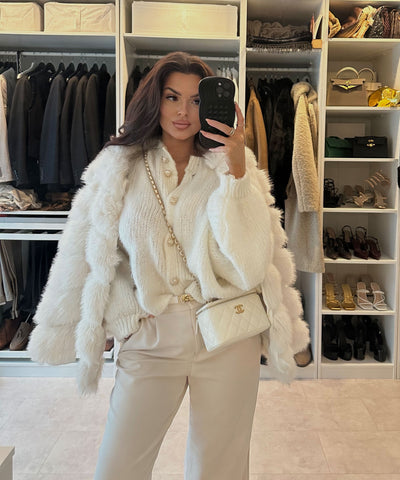 Oversize Strickjacke Jalsi Kurz Weiß