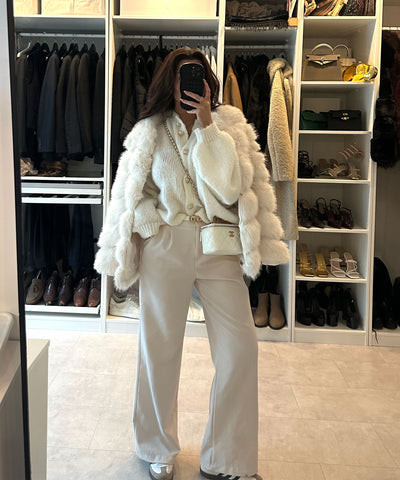 Oversize Strickjacke Jalsi Kurz Weiß