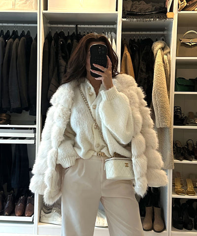 Oversize Strickjacke Jalsi Kurz Weiß