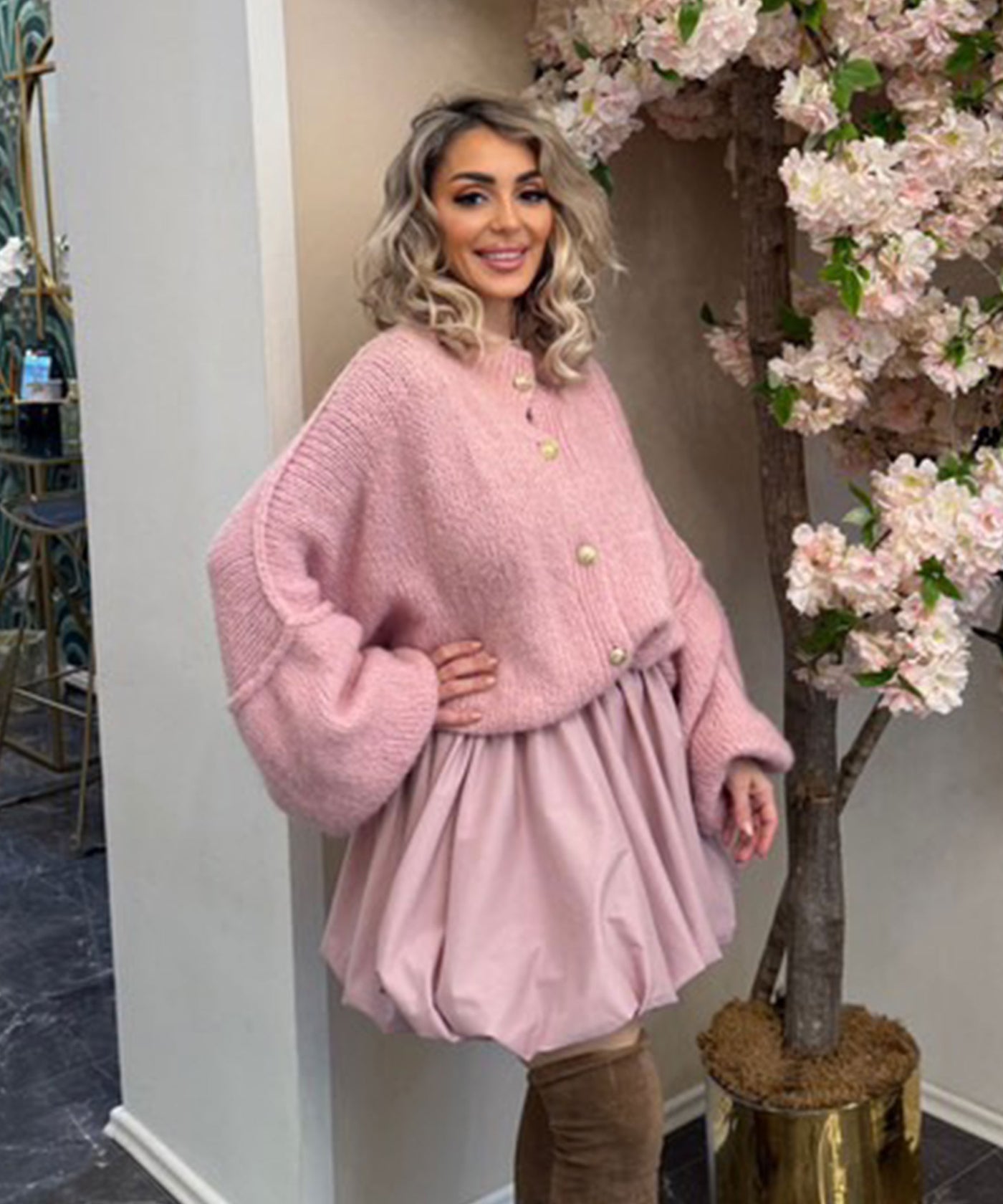 Oversize Strickjacke Jalsien Rosa Ladypolitan ♡