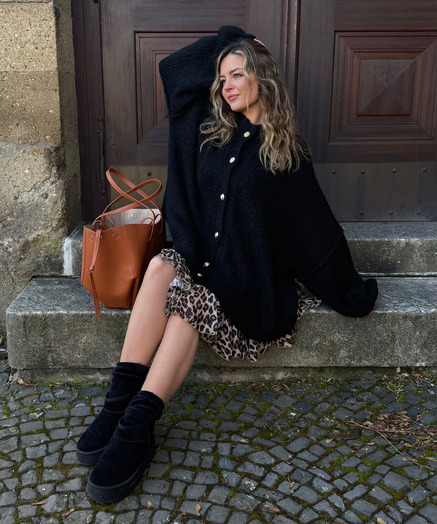 Oversize Strickjacke Jalsien Schwarz