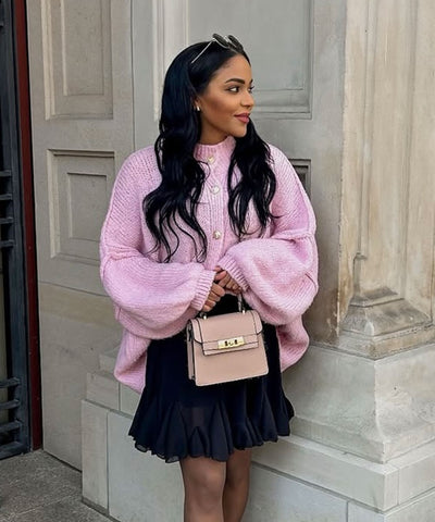 Oversize Strickjacke Jalsien Rosa Ladypolitan ♡