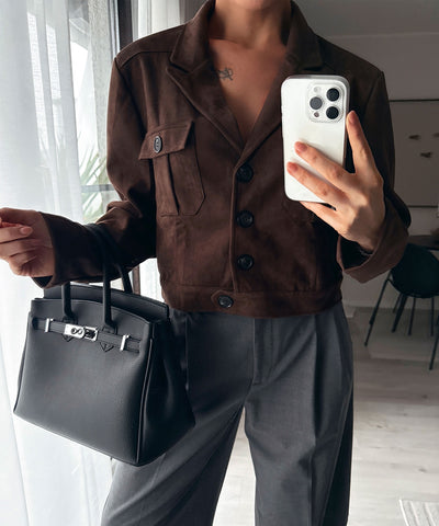 Wildlederoptik Jacke Jeya Braun Ladypolitan ♡