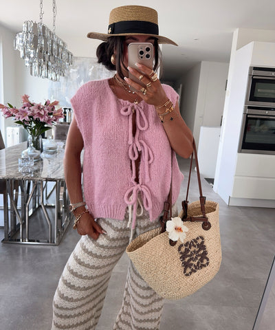 Strickhose Lilya Streifen Taupe Ladypolitan ♡