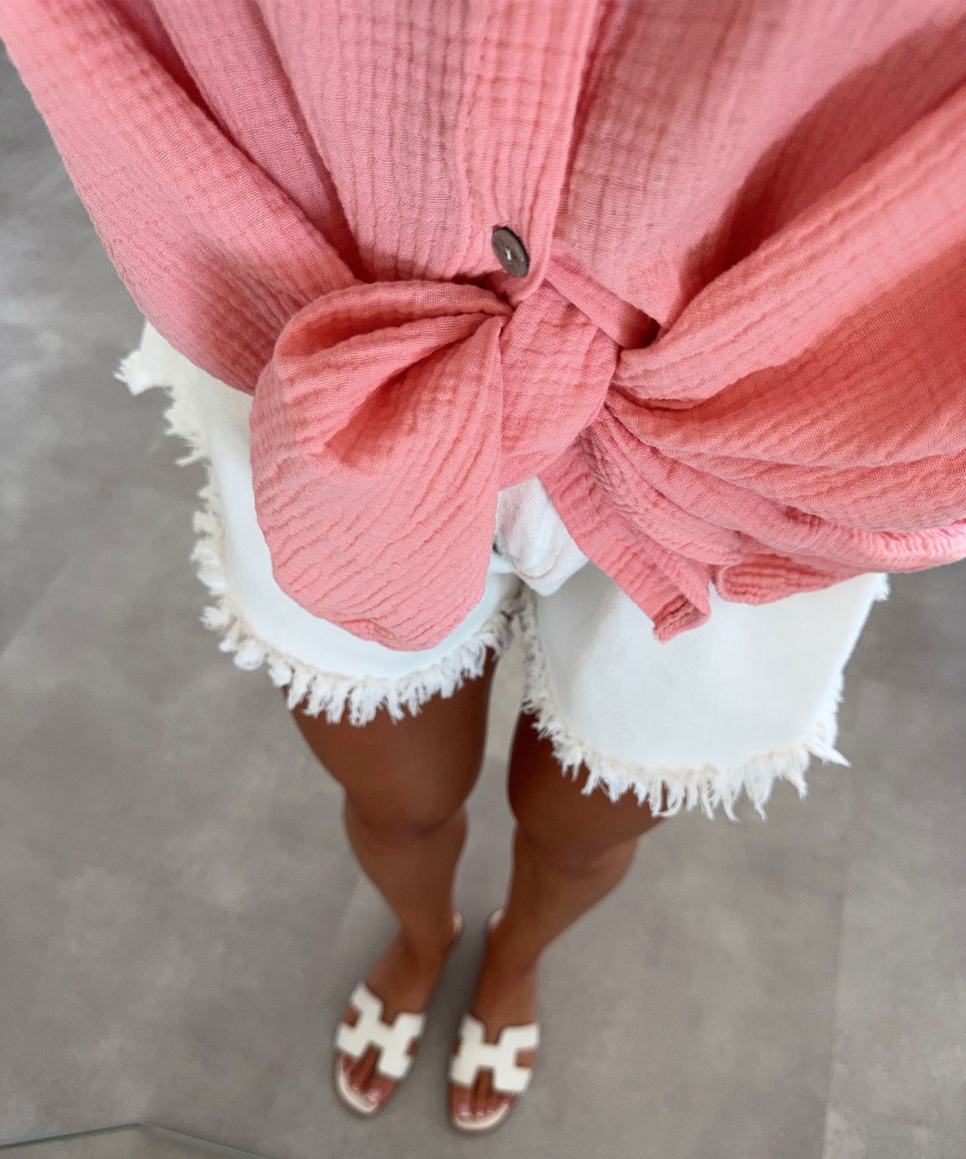 Oversize Musselin Kurzarmhemd Romy Peach Ladypolitan ♡