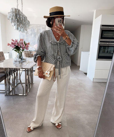 Bluse Streifen Emalia Grau Ladypolitan ♡