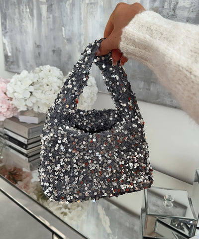 Pailletten Handtasche Milly Silber Ladypolitan ♡