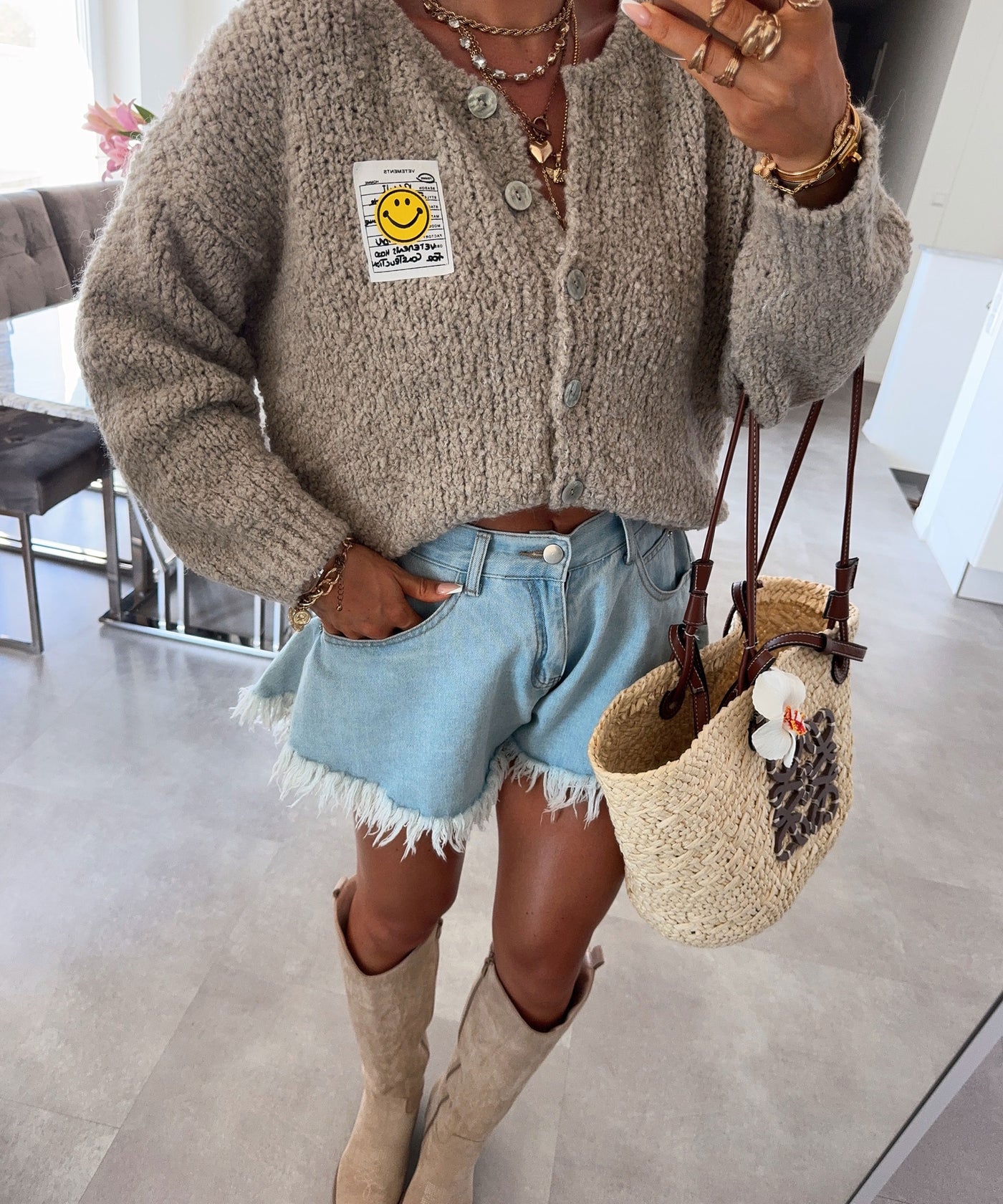 Boucle Cardigan Lalya Taupe Ladypolitan ♡