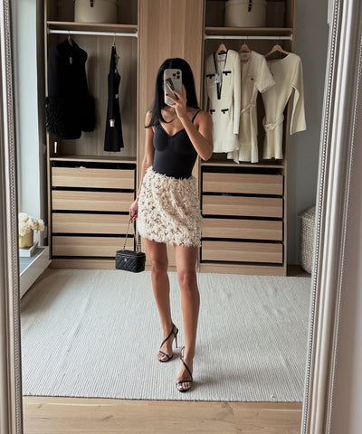 Federlook Rock Cia mit Pailletten Beige