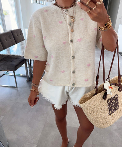 Cardigan Lene mit Herzen Rosa Ladypolitan ♡