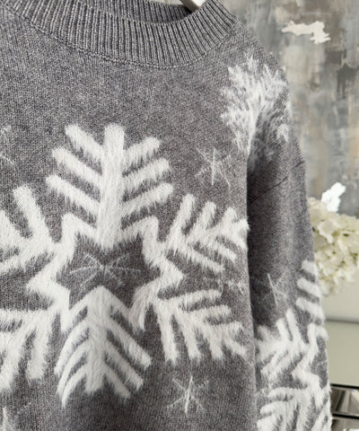 Pullover Snowflakes Grau Ladypolitan ♡