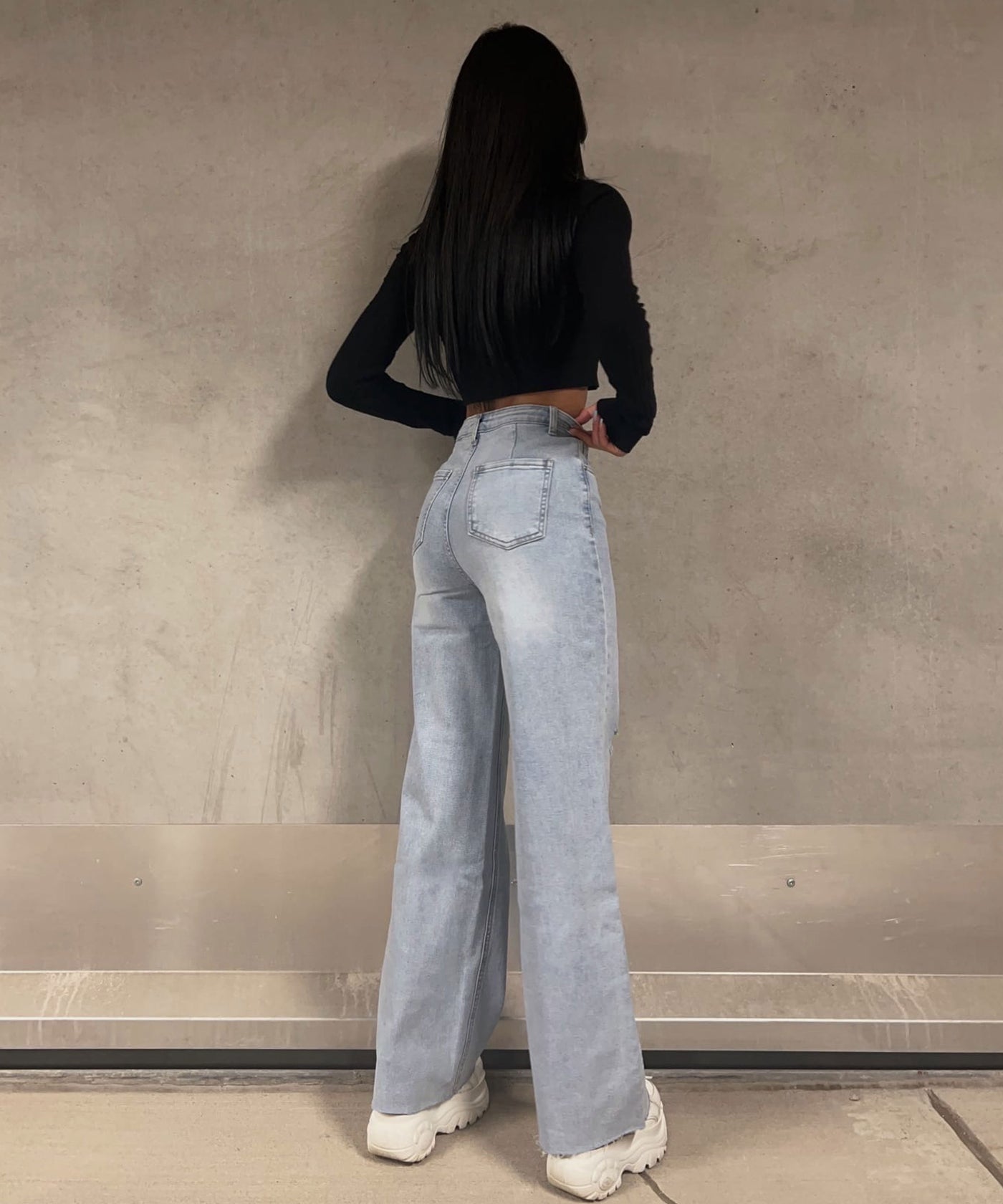 Stretch Wide Leg Jeans Noria Hellblau  Ladypolitan ♡   