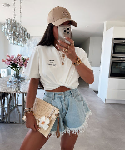 Print T-Shirt Fake People Weiß Ladypolitan ♡