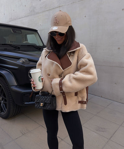 Teddy Fell Jacke Ella Beige Ladypolitan ♡