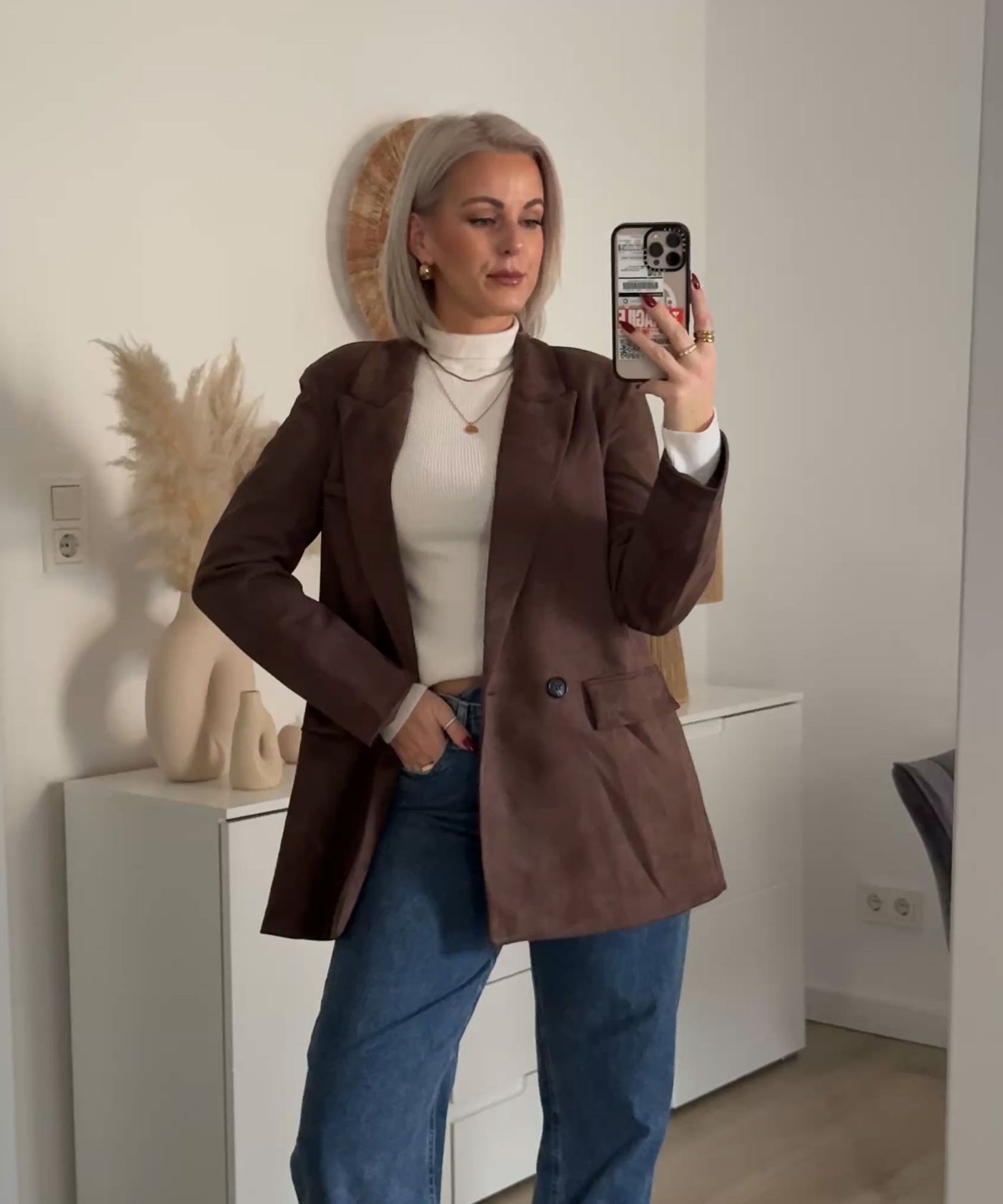 Wildlederoptik Blazer June Braun Ladypolitan ♡