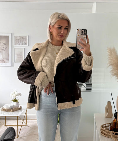 Bikerjacke Julina Dunkelbraun