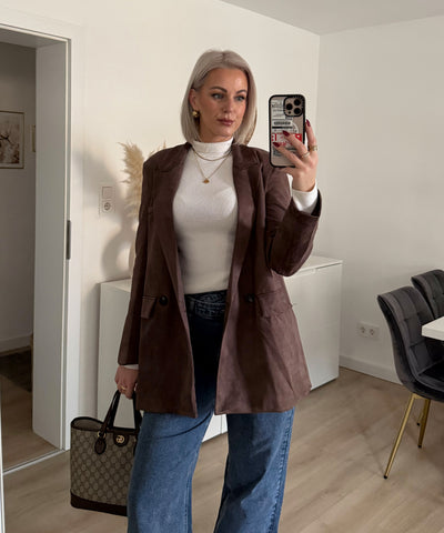 Wildlederoptik Blazer June Braun Ladypolitan ♡