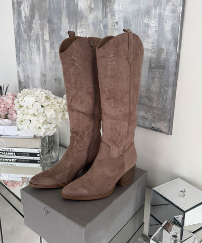 Cowboy Stiefel Selenay Taupe Hoch Ladypolitan ♡