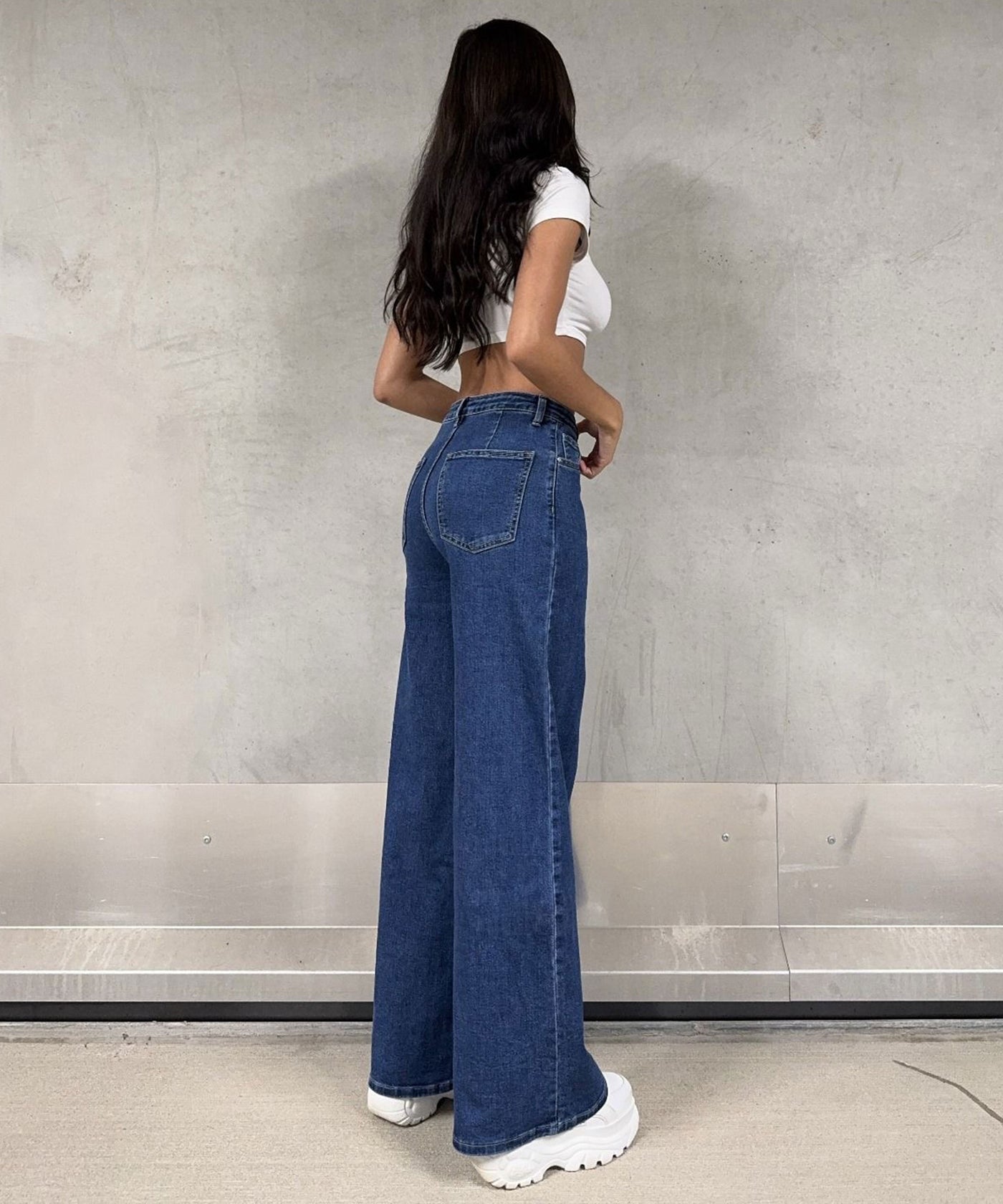 Stretch Wide Leg Jeans Sarah Blau Ladypolitan ♡