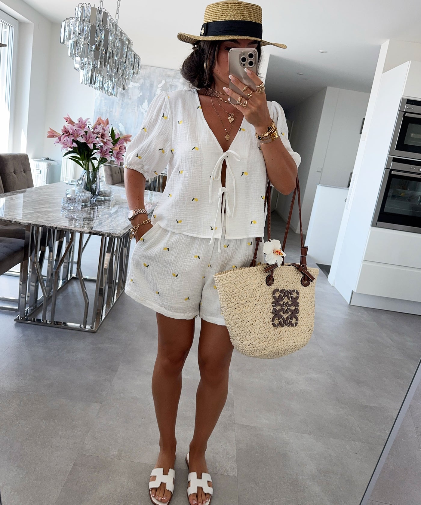 Musselin T-Shirt Zitrone Ila Weiß Ladypolitan ♡