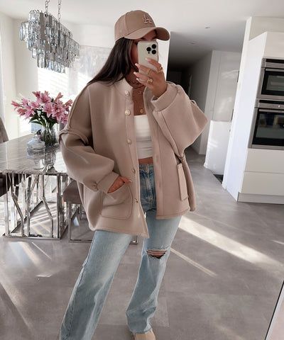 Gefütterte Oversize Jacke Mine Beige  Ladypolitan ♡   