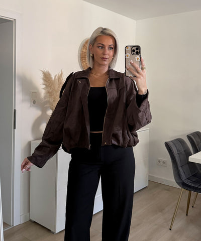 Wildlederoptik Jacke Linu Braun