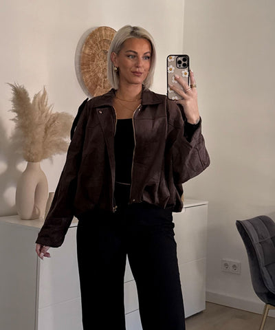 Wildlederoptik Jacke Linu Braun