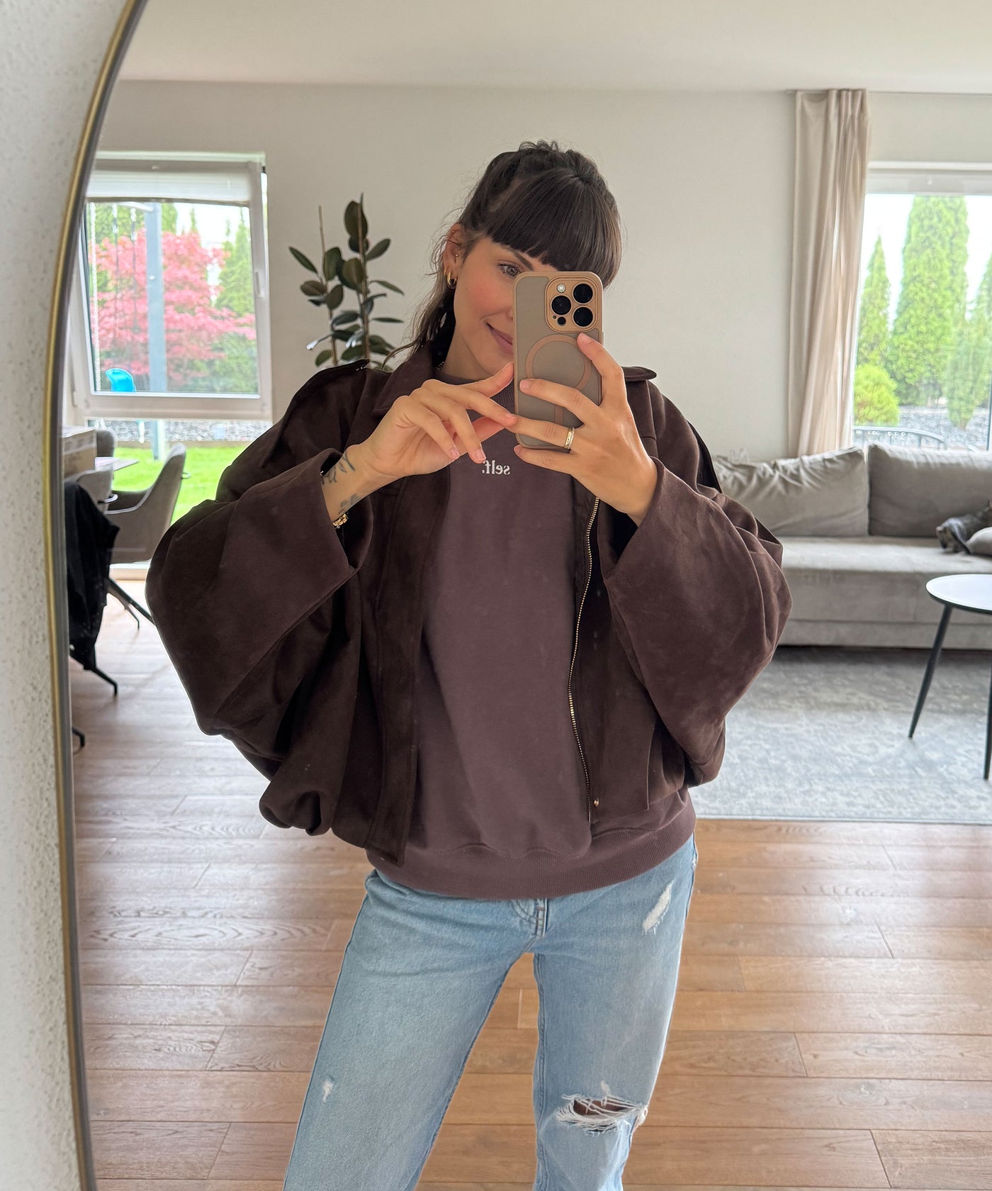 Wildlederoptik Jacke Linu Braun
