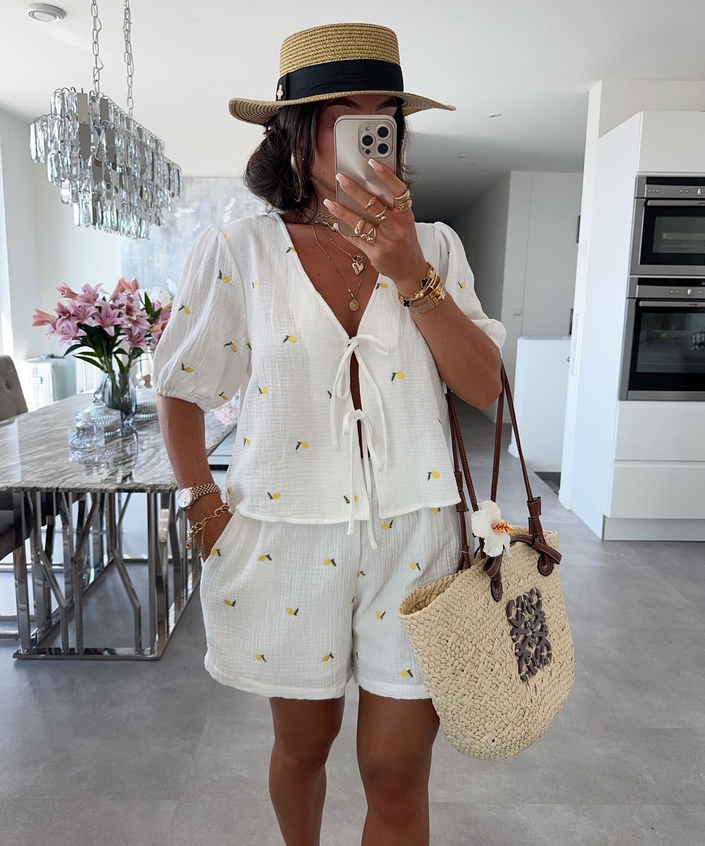Musselin T-Shirt Zitrone Ila Weiß Ladypolitan ♡