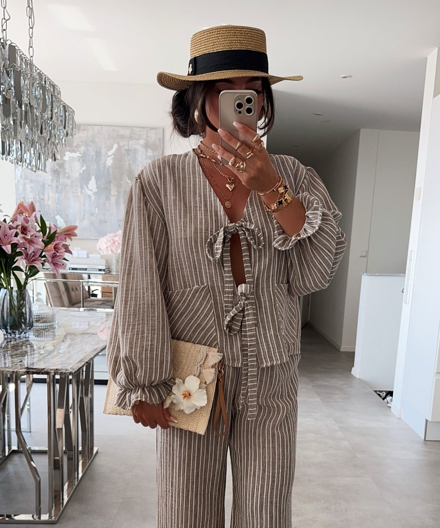 Bluse Streifen Emalia Taupe Ladypolitan ♡