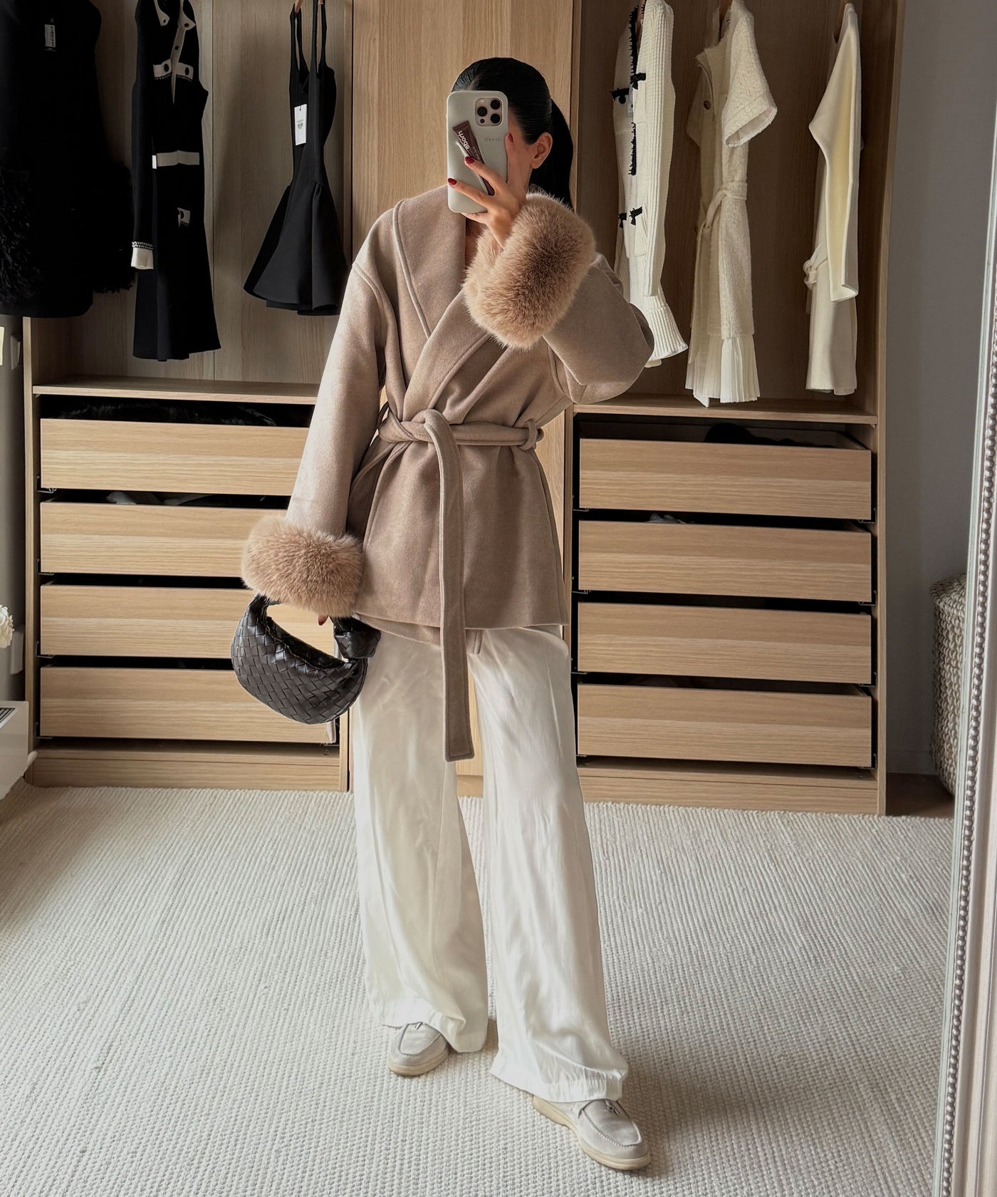 Jacke mit Felldetails Loona Beige Ladypolitan ♡